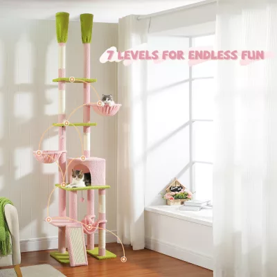 Arbre à chat cactus en bois, 7 niveaux – image 2