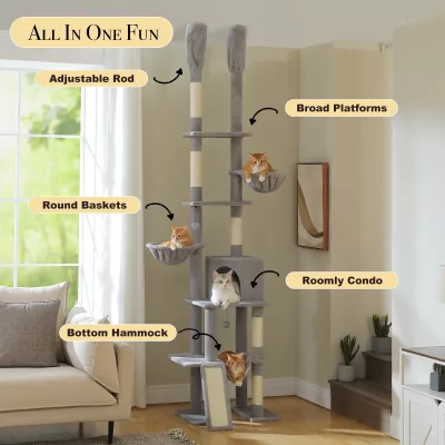 Arbre à chat cactus en bois, 7 niveaux – image 3