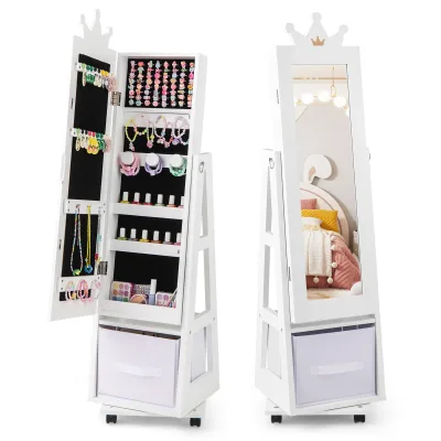 Armoire à bijoux enfant blanche avec miroir