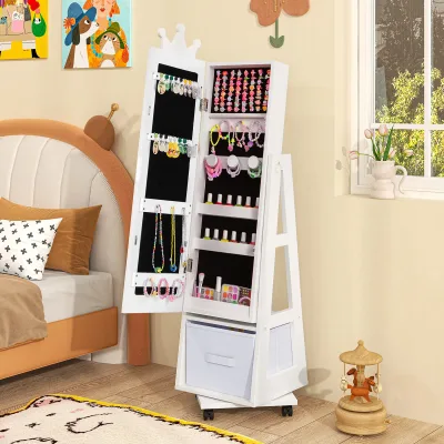 Armoire à bijoux enfant blanche avec miroir – image 2