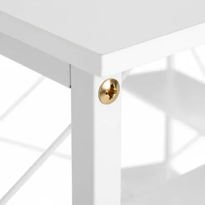 Bureau d'angle en L blanc avec étagères – image 3