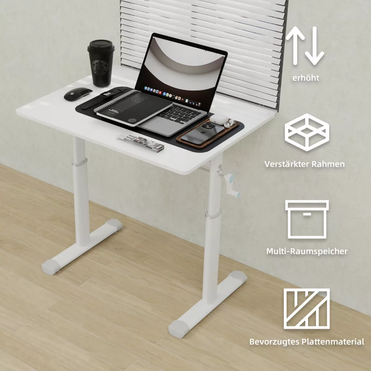 Bureau réglable en hauteur, cadre en métal