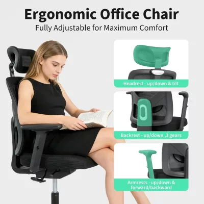 Chaise de bureau ergonomique en maille – image 2