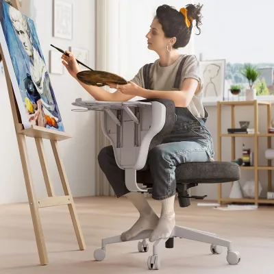 Chaise de bureau multi-positions abricot – image 3