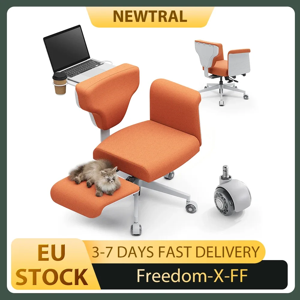 Chaise de bureau orange multi-positions