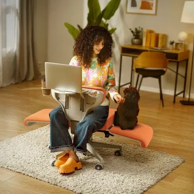 Chaise de bureau orange multi-positions – image 2