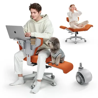 Chaise de bureau orange multi-positions – image 3