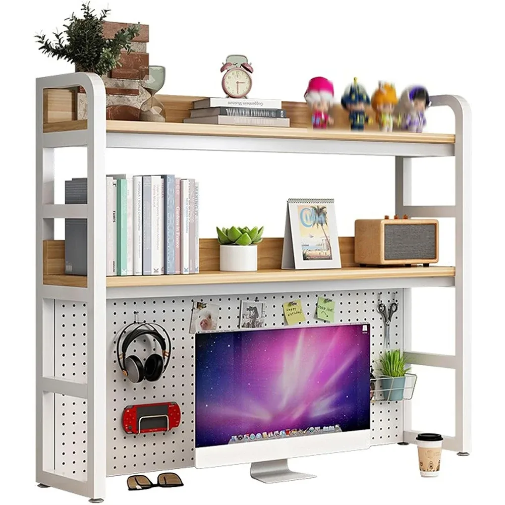 Étagère de bureau à 3 niveaux bois et métal