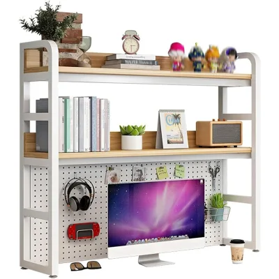 Étagère de bureau à 3 niveaux bois et métal