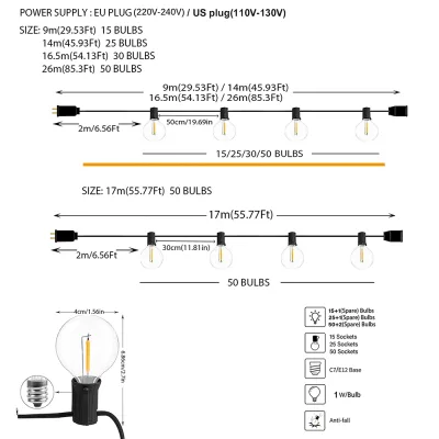 Guirlande lumineuse d'extérieur à globes LED – image 2