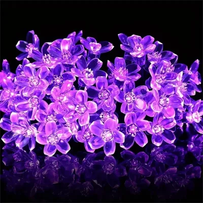 Guirlande solaire à LED fleurs violettes – image 3