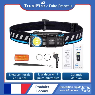Lampe frontale rechargeable magnétique LED