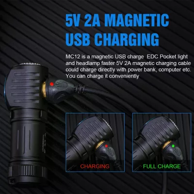 Lampe frontale rechargeable magnétique LED – image 3