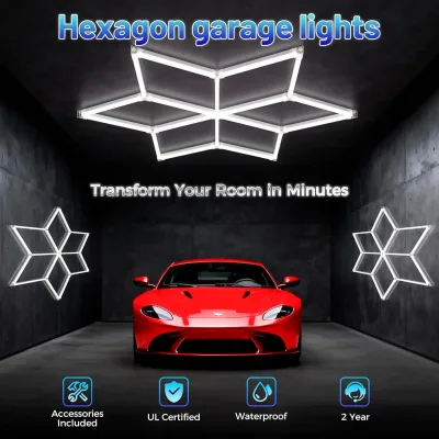 Lampe LED hexagonale de plafond, blanc froid
