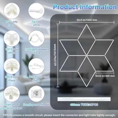 Lampe LED hexagonale de plafond, blanc froid – image 2