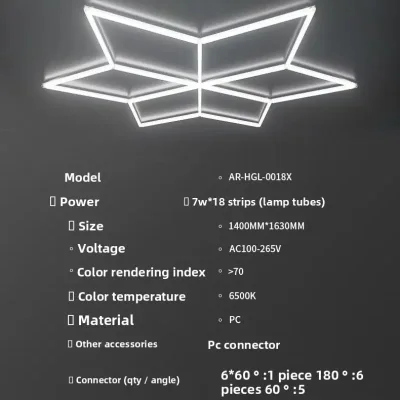 Lampe LED hexagonale de plafond, blanc froid – image 3