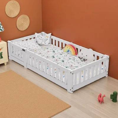 Lit enfant blanc 120 x 200 cm en bois