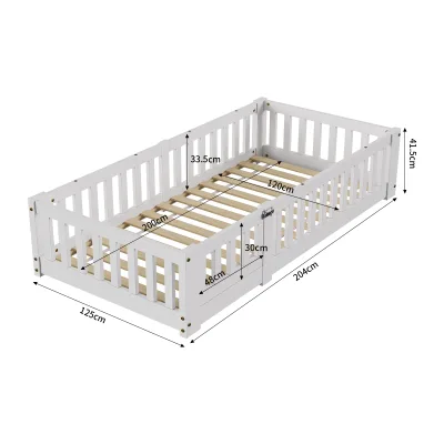 Lit enfant blanc 120 x 200 cm en bois – image 2
