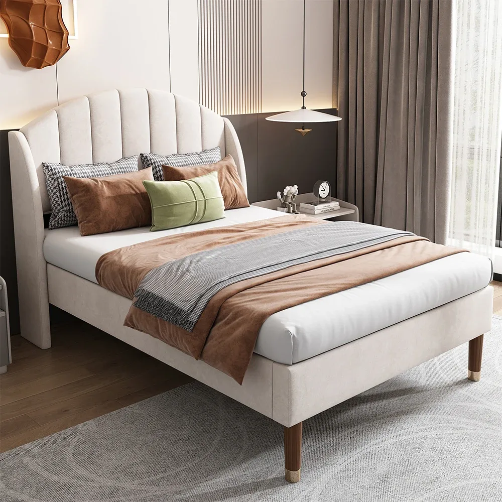 Lit simple rembourré 90 × 200 cm en velours