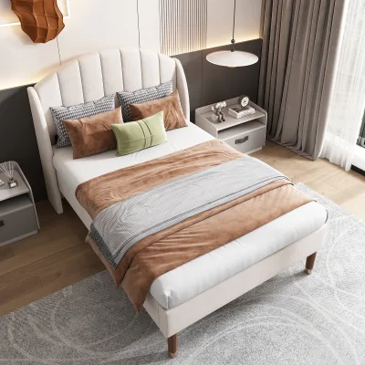Lit simple rembourré 90 × 200 cm en velours – image 3