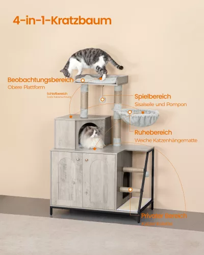 Meuble maison pour chat avec litière cachée – image 2
