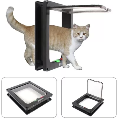 Porte pour chat noire en plastique ABS